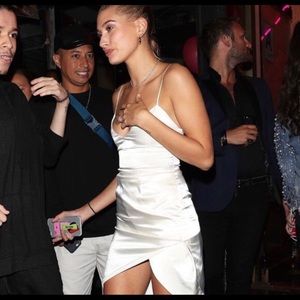 Meshki white satin dress